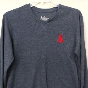 Psycho Bunny Classic Crew Long Sleeve Shirt Men's M Navy Blue Cotton Blend